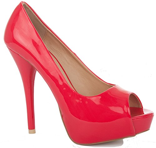 ShoeGeeks Red Patent Size 5 - Womens Ladies Low Mid High Heel Pointed ...